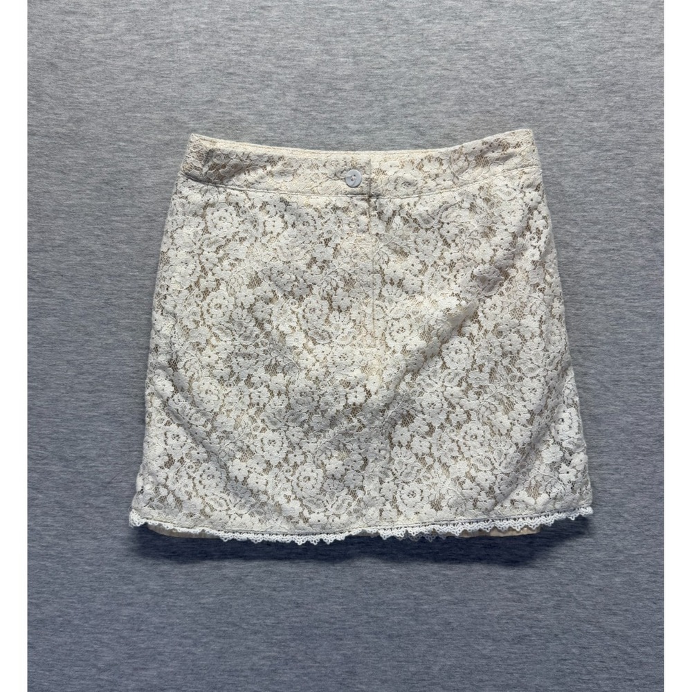 BodyC Pencil Mini Skirt Women Small White Allover Lace Floral Summer Lightweight
